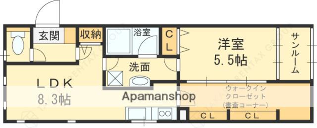 アパートメント玉串東(1LDK/2階)の間取り写真