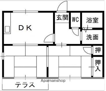 タウニー山本A(2DK/1階)の間取り写真