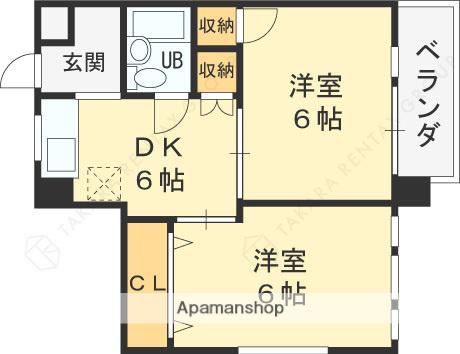 アンフィニィ西町2(2DK/3階)の間取り写真