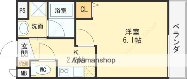 AQUA COURT Ⅱ(1K/2階)の間取り写真