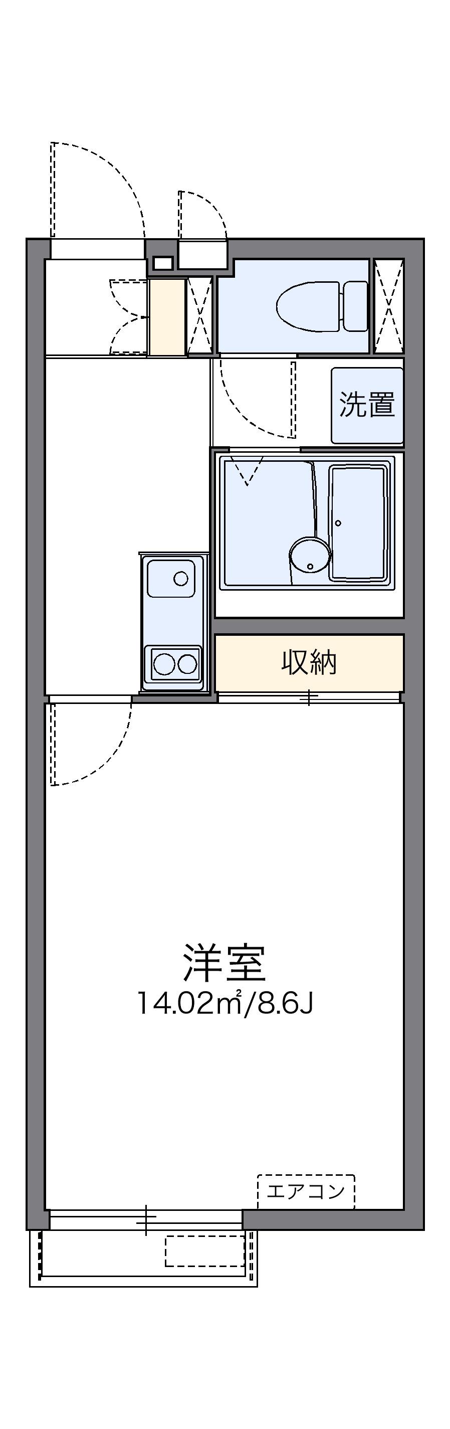レオネクストセリバテール仁川Ⅱ(1K/2階)の間取り写真