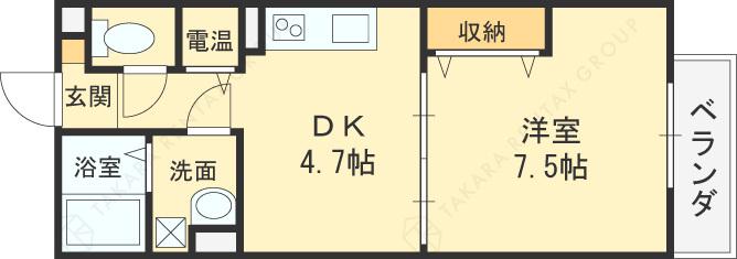 FELICE A棟(1DK/2階)の間取り写真