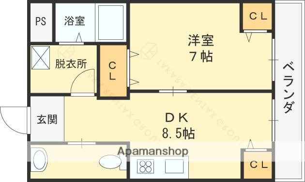 新栄プロパティー東大阪Ⅰ(1LDK/2階)の間取り写真