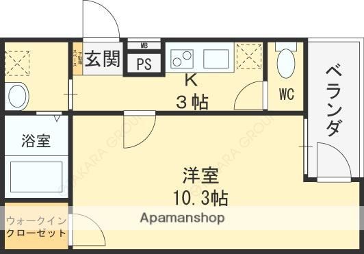 フジパレス高井田西Ⅱ番館(1K/3階)の間取り写真