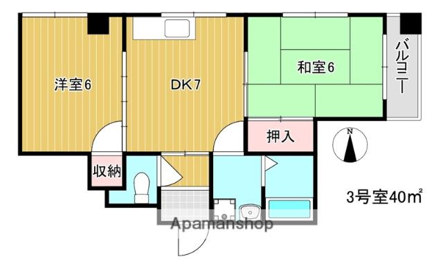 レナジア新深江(2DK/2階)の間取り写真