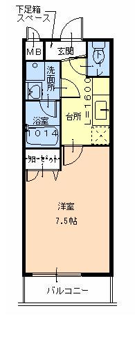 フジパレスクロワール(1K/2階)の間取り写真