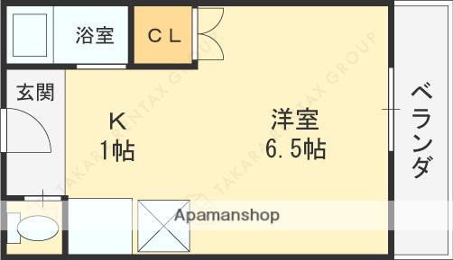 若草マンション(ワンルーム/2階)の間取り写真