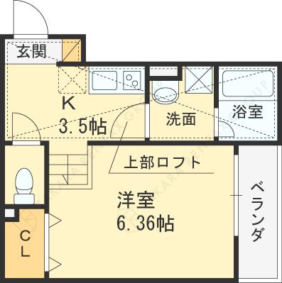 FSTYLE若江本町1号館(1K/1階)の間取り写真