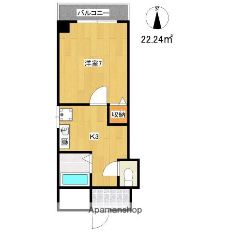 シャトル新深江(1K/9階)の間取り写真