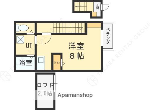 あんしんプラス衣摺08-7002(ワンルーム/2階)の間取り写真