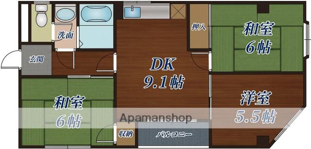 ホワイトサンコート三ノ瀬Ⅱ(3DK/2階)の間取り写真