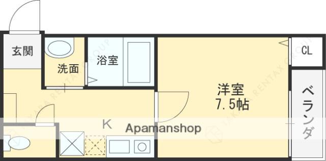 エムフラット衣摺I(1K/2階)の間取り写真
