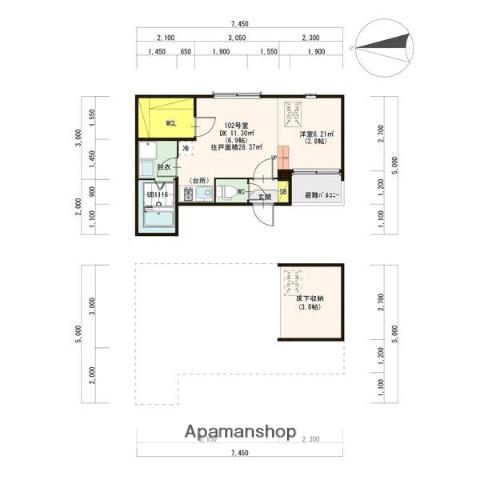 RYCOM TERRACE(1DK/1階)の間取り写真