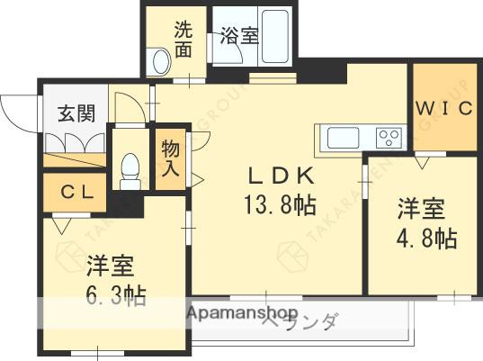 ル ボヌール ヤエ(2LDK/3階)の間取り写真
