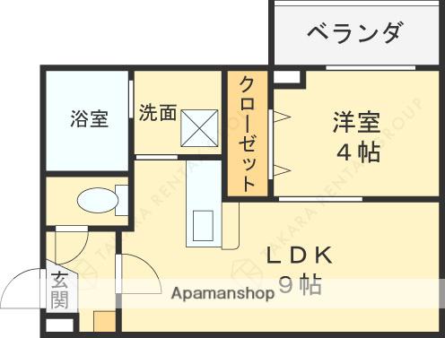 パロス瓢箪山ラドノルテ(1LDK/2階)の間取り写真