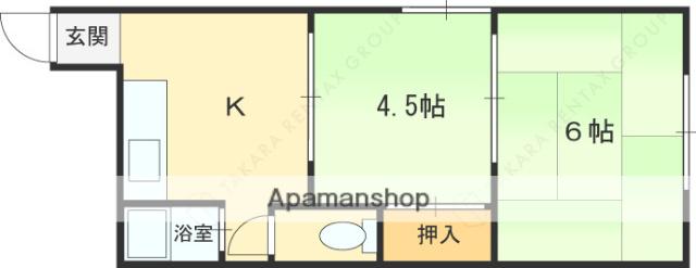 花園ハイツ(2K/1階)の間取り写真