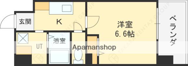 ワールドアイ大阪城イーストⅡ(1K/6階)の間取り写真