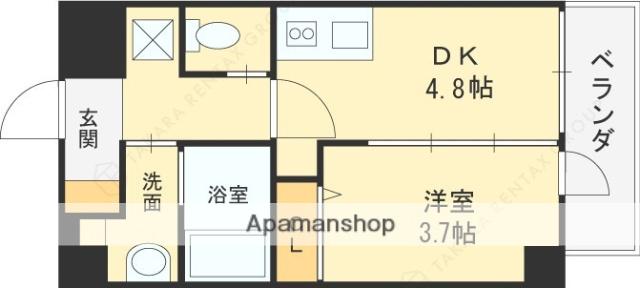 BRILLANTE東花園(1DK/8階)の間取り写真