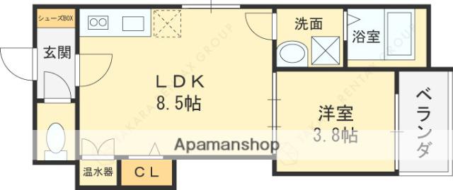 F ASECIA GIENAH(1LDK/2階)の間取り写真
