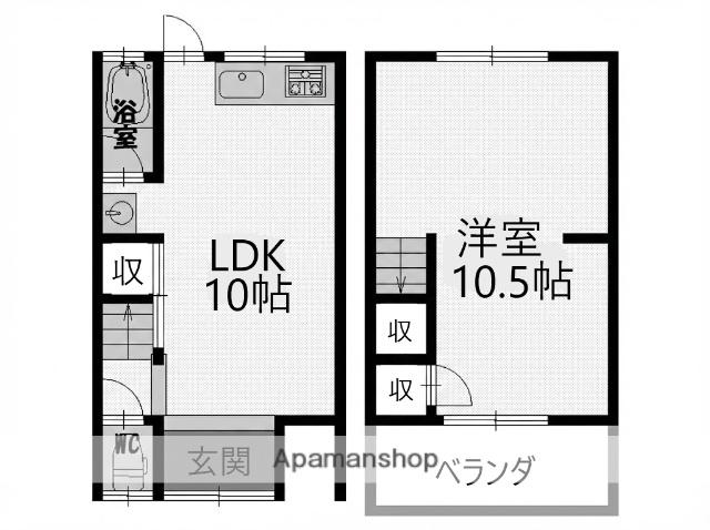 近鉄けいはんな線 吉田駅(大阪) 徒歩15分 2階建 築50年(1LDK)の間取り写真