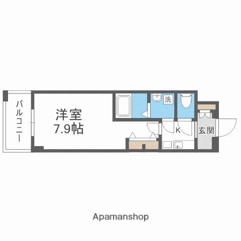 アドバンス大阪フェリシア(1K/2階)の間取り写真