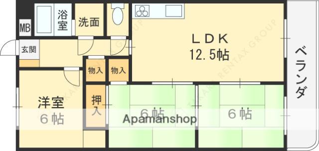 ブルースカイ(3LDK/2階)の間取り写真