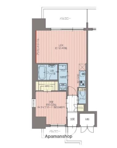 プレジオ森河内ASIAN(1LDK/1階)の間取り写真