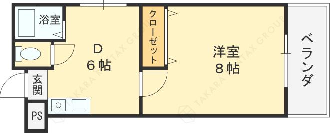 カーサAY(1DK/6階)の間取り写真