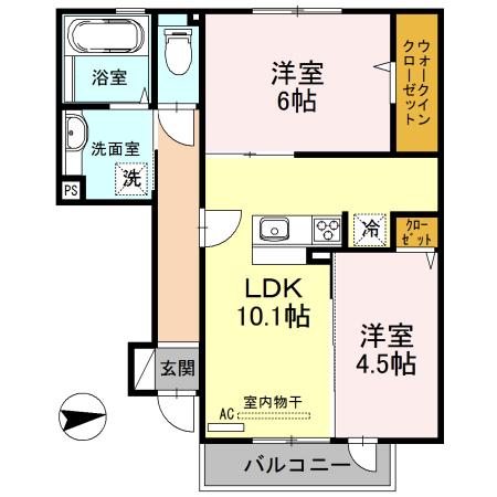 メゾンド・和(2LDK/1階)の間取り写真