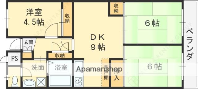 グローバル鴻池(3DK/4階)の間取り写真