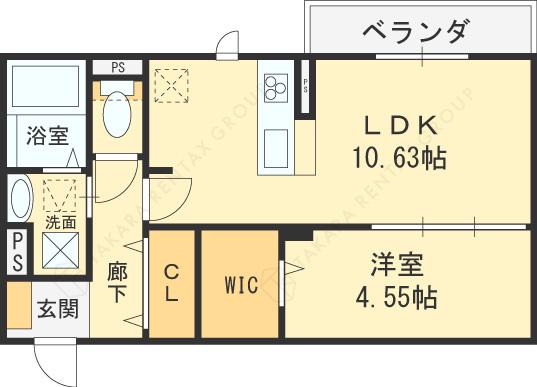 PORTE DU BONHEUR(1LDK/2階)の間取り写真