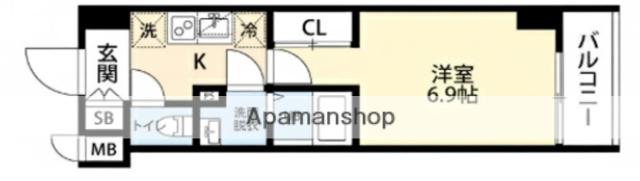 ヒルズパークサイド(1K/8階)の間取り写真