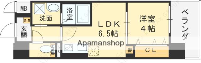 エグゼ大阪CITYオースティン(1DK/7階)の間取り写真