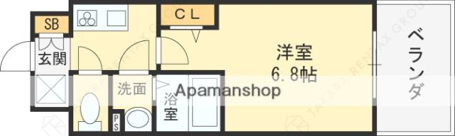 フォーリアライズ大阪ミッテ(1K/14階)の間取り写真