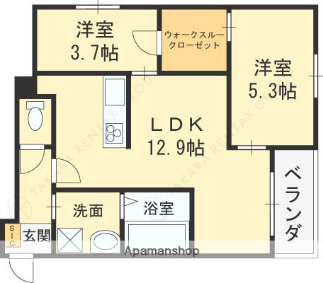 KOGI RESIDENCE 花園本町(2LDK/1階)の間取り写真