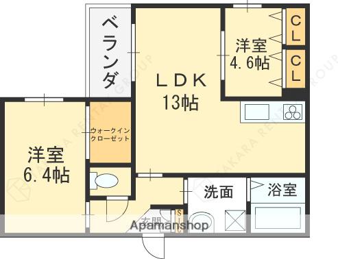 KOGI RESIDENCE 花園本町(2LDK/3階)の間取り写真