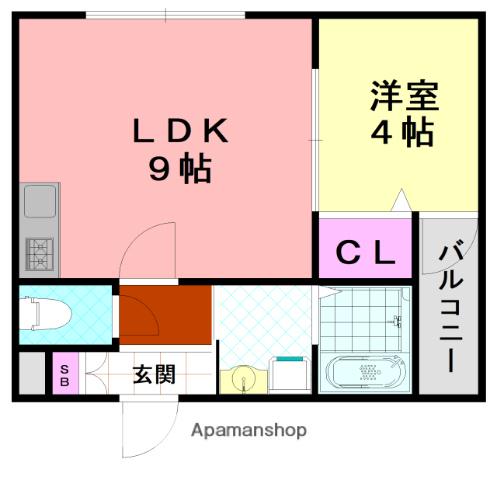 H-MAISON平野Ⅲ(1LDK/1階)の間取り写真