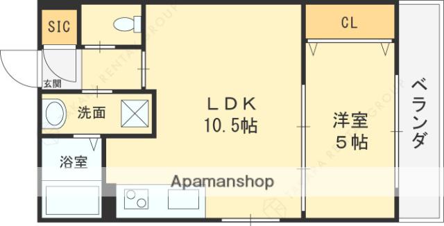 セレニティ衣摺(1LDK/1階)の間取り写真