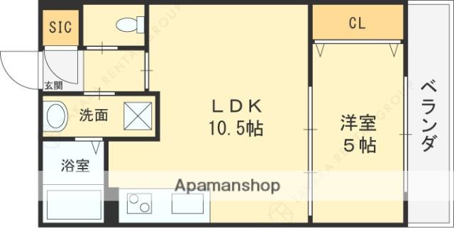 セレニティ衣摺(1LDK/1階)の間取り写真