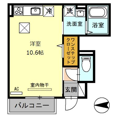 リベルタード衣摺(ワンルーム/1階)の間取り写真