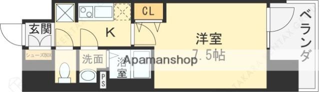 アドバンス大阪アネラ(1K/4階)の間取り写真