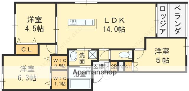 MAISON GENJIGAOKA(3LDK/2階)の間取り写真