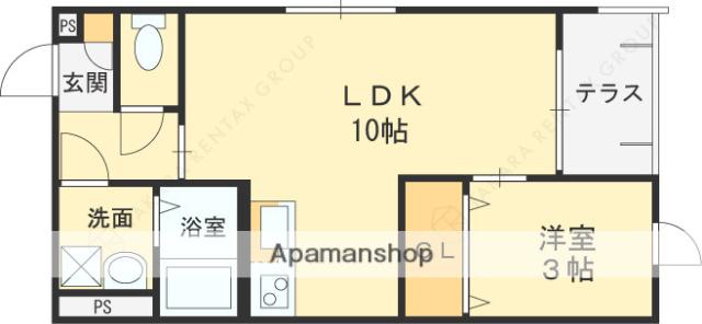 BELLEVUE巽南(1LDK/1階)の間取り写真
