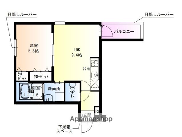 フジパレス瓜生堂Ⅲ番館(1LDK/2階)の間取り写真