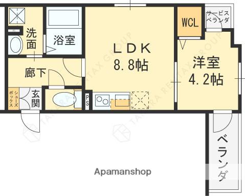 LOUIS APARTMENT 長瀬ノール(1LDK/2階)の間取り写真