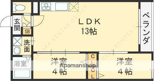 TIO PARTERRE(2LDK/2階)の間取り写真