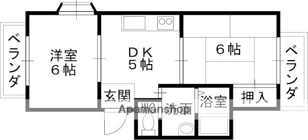 フラッツ石田(2K/1階)の間取り写真