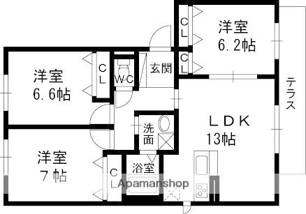 シャーメゾン ヴェルデ パティオ(3LDK/1階)の間取り写真