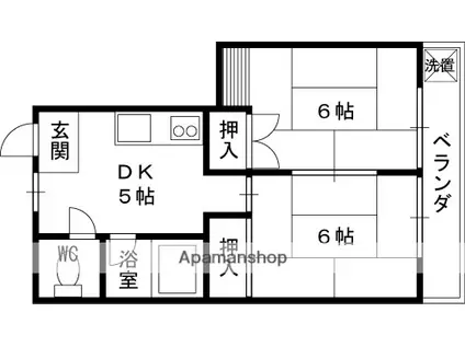 石本マンション(2DK/3階)の間取り写真