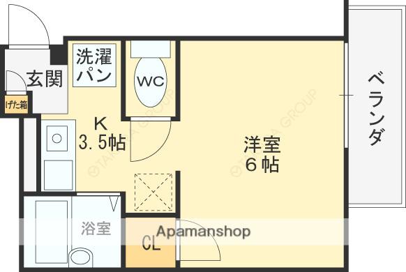 ガリューコート菱屋西(1K/2階)の間取り写真